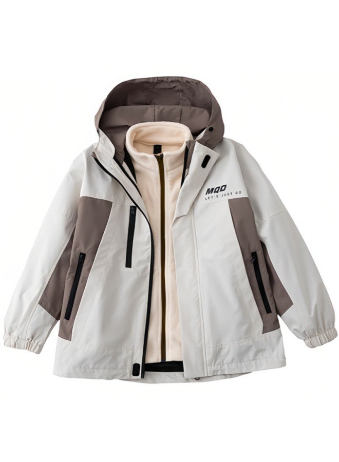 MQD Autumn And Winter Windproof And Cold-resistant Windbreaker With Hood, Unisex Jacket For Adults And Older Children, 3-in-1 Outdoor Workwear Coat - Image 5