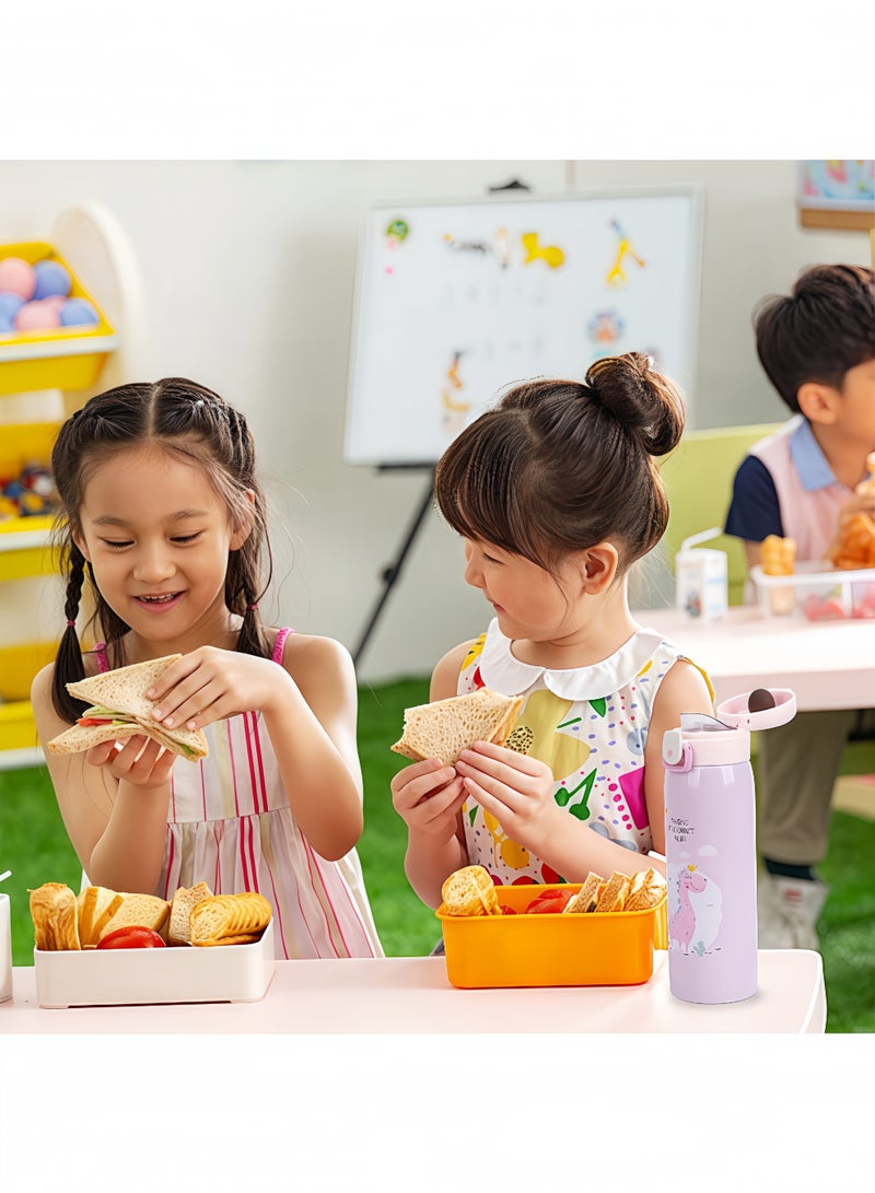fantasize زجاجات ماء للأطفال، زجاجة ماء من الفولاذ المقاوم للصدأ خالية من BPA، زجاجات ماء معزولة ضد التسرب للأولاد والبنات، زجاجات ماء معدنية قابلة لإعادة الاستخدام - تحافظ على الحرارة لمدة 12 ساعة والبرودة لمدة 24 ساعة (وردي-500 مل) - Image 3