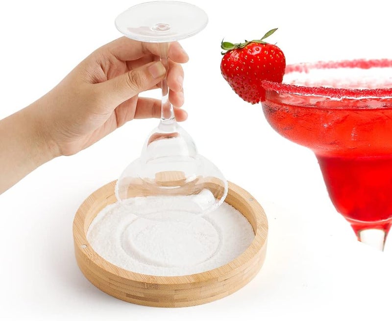 Koeus Margarita Salt Rimmer Set with Lid - Bamboo Salt Rimmer for Cocktails - Bar Party Glass Rimmering for Drinks, Cocktail Sugar Rimmer, Margarita Salt Container for Bar Salt and Sugar Rimmer Spice Box - Image 2