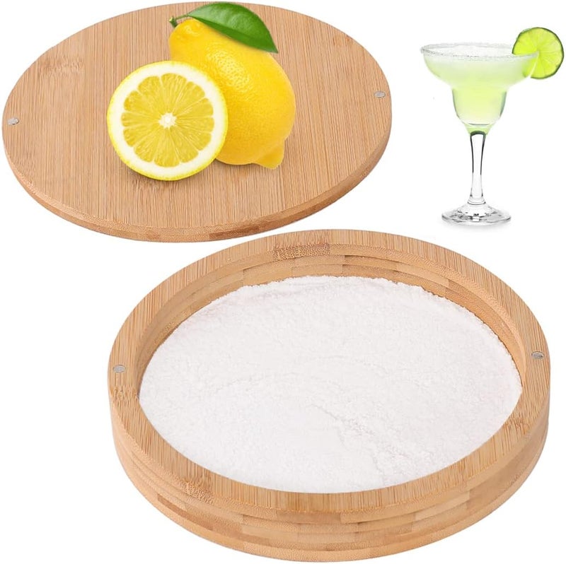 Koeus Margarita Salt Rimmer Set with Lid - Bamboo Salt Rimmer for Cocktails - Bar Party Glass Rimmering for Drinks, Cocktail Sugar Rimmer, Margarita Salt Container for Bar Salt and Sugar Rimmer Spice Box - Image 1