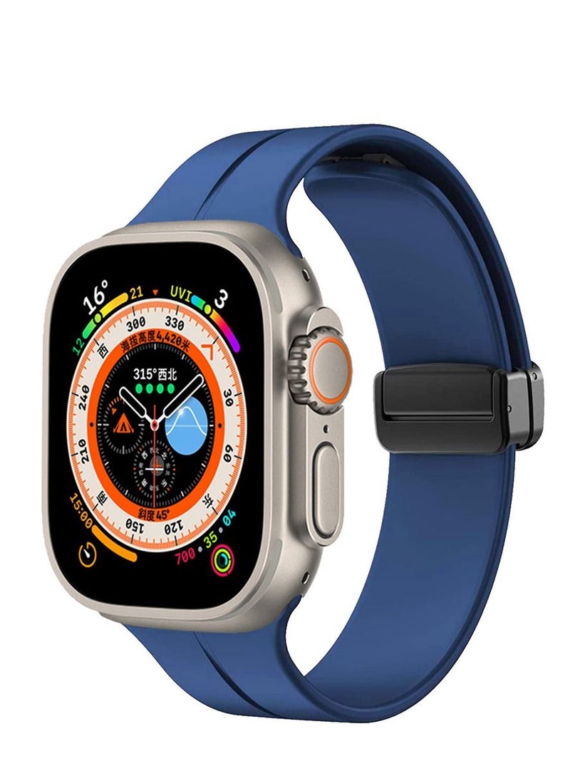 Generic - Silicone magnetic buckle strap suitable for Apple watch 42 or 44 or 45 or  49mm 7654321 generation - Image 1