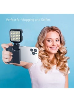 Pocket Grip Stabilizer with Wireless Shutter Remote & Table-Top Mini Tripod for Mobile Phone, Works with iPhones & Android Smartphones for Filming YouTube, TikTok, & Instagram Videos,
