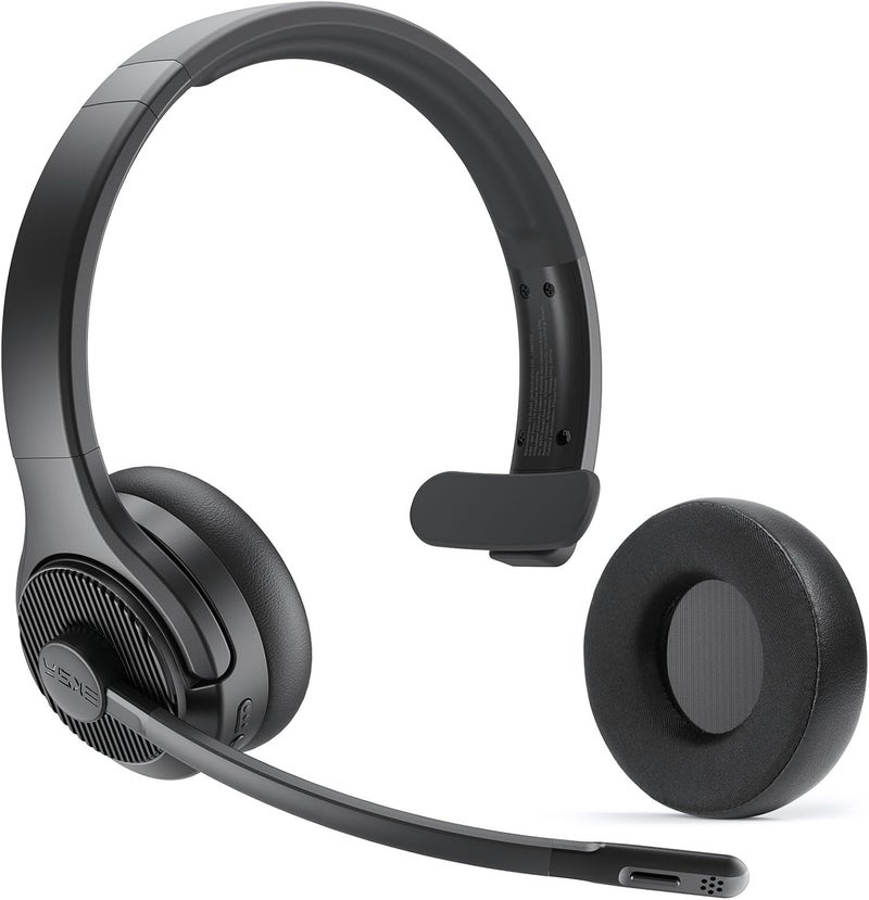 H3 Trucker Bluetooth Headset V5.4, Wireless Headphones with Mic Noise Cancelling, Mute Button & Replacement Ear Cushion, 65Hrs Driver Bluetooth Headset for Cellphone Office Work - Image 1