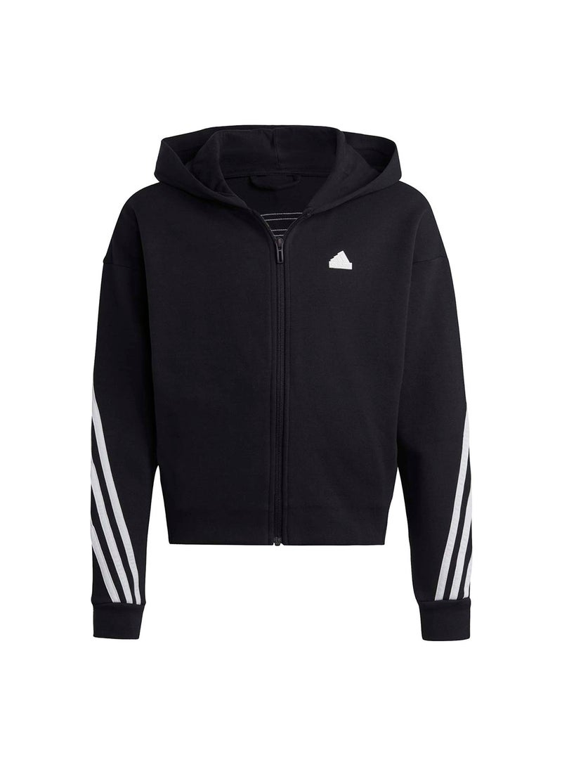 Adidas Junior Girls Future Icons 3 Stripes Cotton Fullzip Hoodie - Image 2