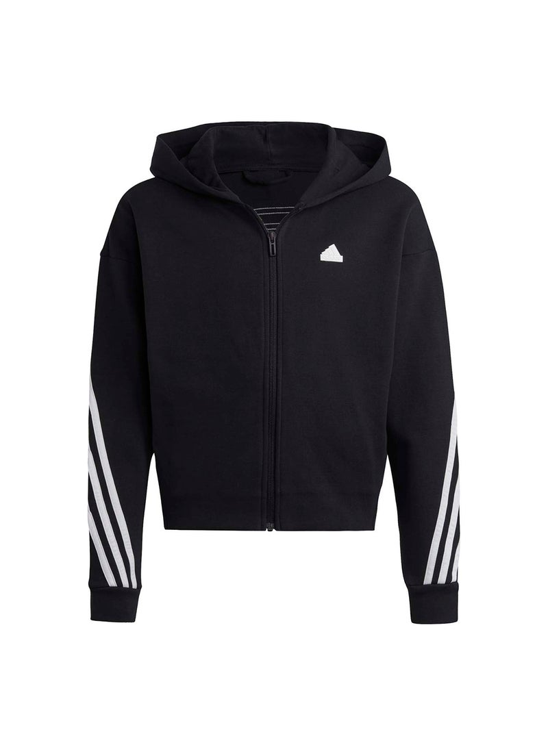 Adidas Junior Girls Future Icons 3 Stripes Cotton Fullzip Hoodie - Image 1