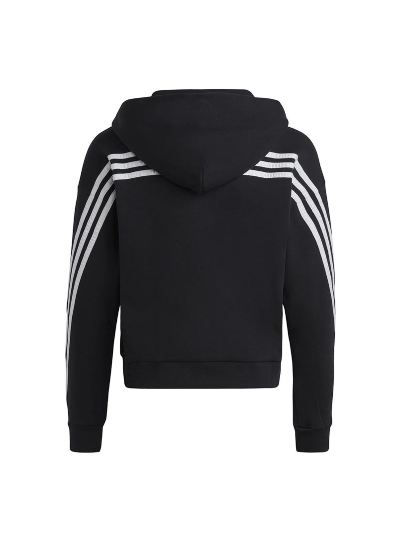 Adidas Junior Girls Future Icons 3 Stripes Cotton Fullzip Hoodie - Image 3