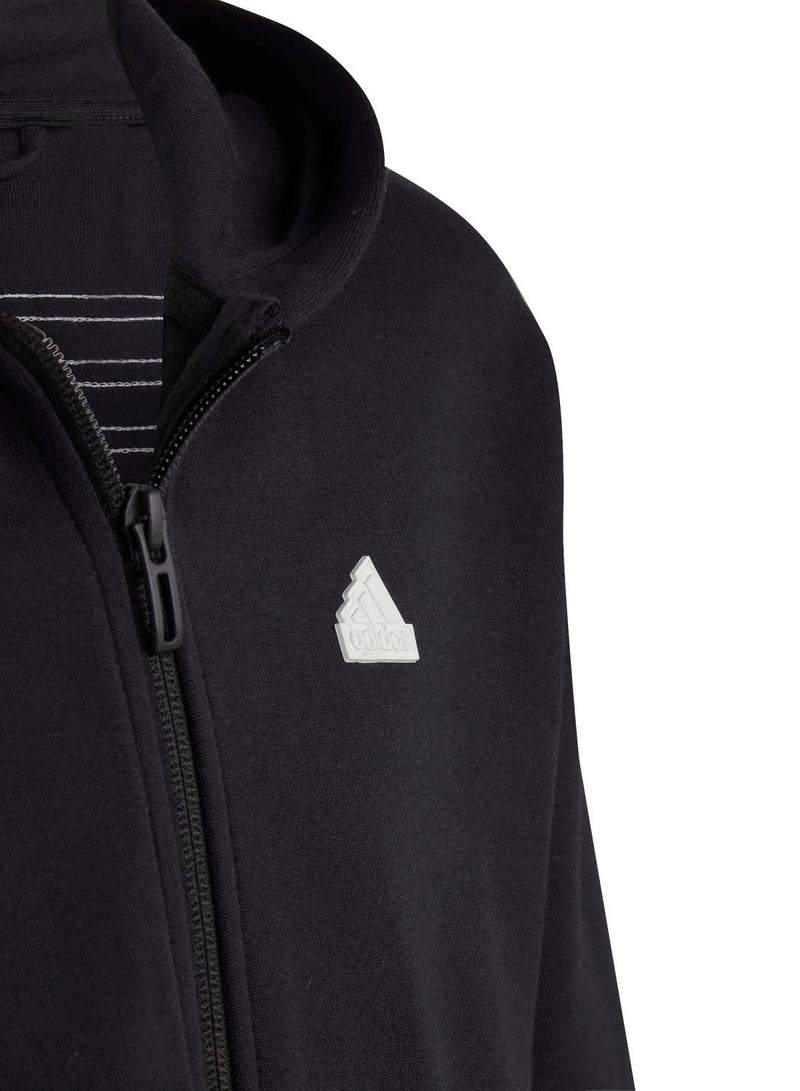 Adidas Junior Girls Future Icons 3 Stripes Cotton Fullzip Hoodie - Image 4