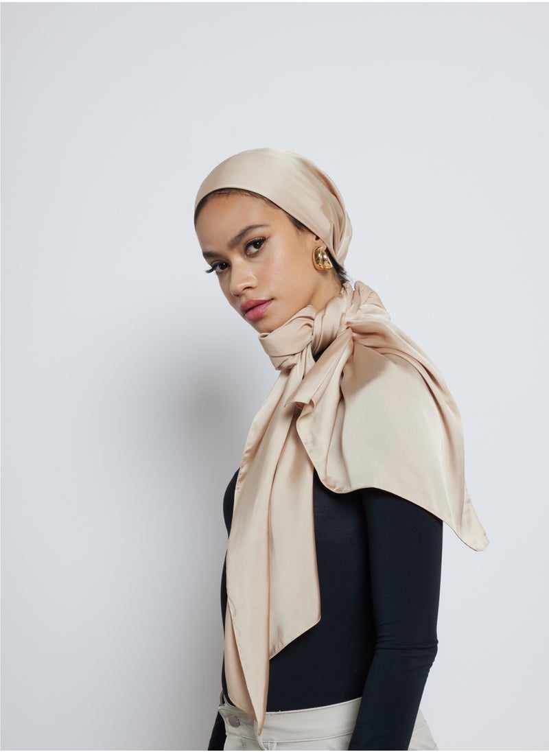 MODEST BEYOND - Luxury Gold Satin Hijab - Sustainable - Image 1