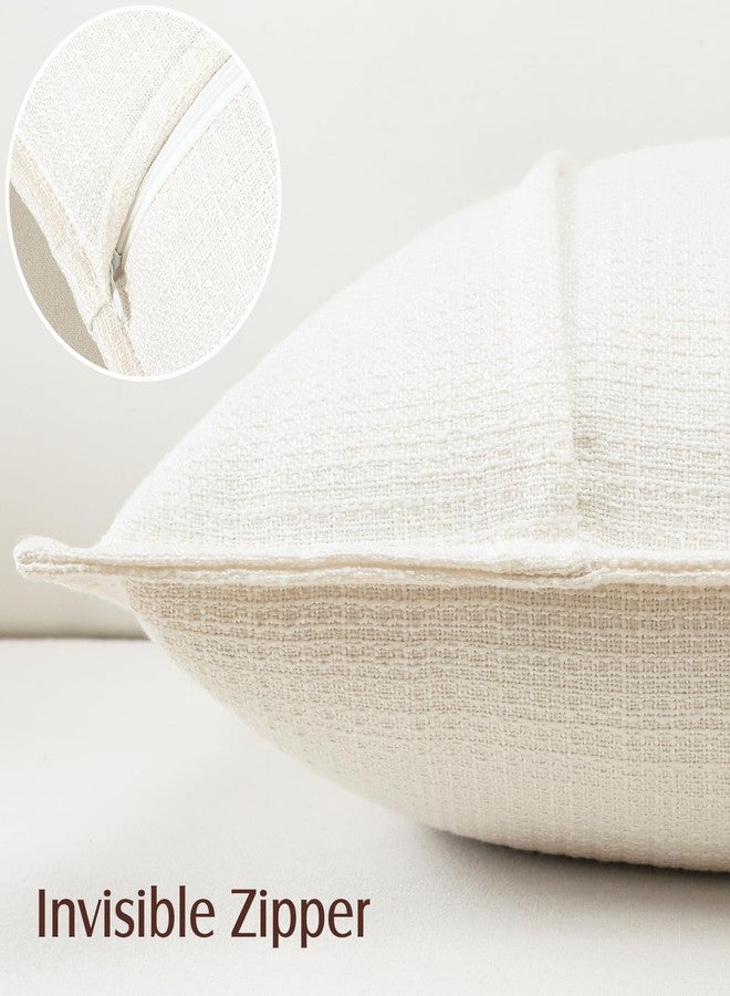 OTOSTAR Pack of 2 Cream Decorative Pillow Covers 14x14 Inch Soft Linen Texture Couch Throw Pillows Farmhouse Cushion Covers with Elegant Design for Sofa Bedroom Living Room Home Decor 35 x 35 CM - Image 4