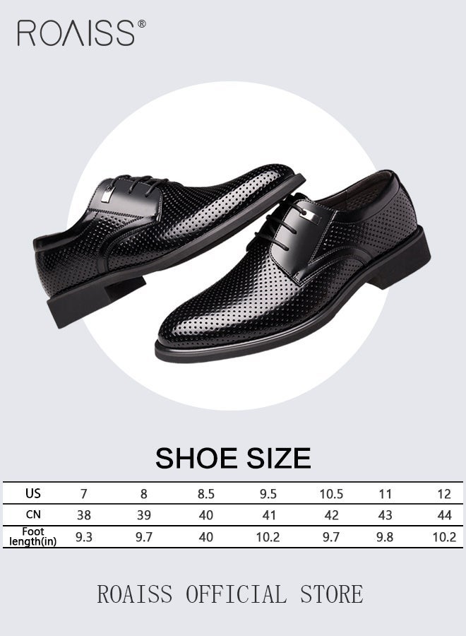 رويس بالإضافة إلى حجم منخفض أعلى الدانتيل يصل متعطل أحذية الرجال كعب منخفض الرجال كعب مريح زيادة أحذية العمل الرسمية اندلاع أحذية جلدية تنفس أحذية الزفاف السوداء للعرسان - Image 5