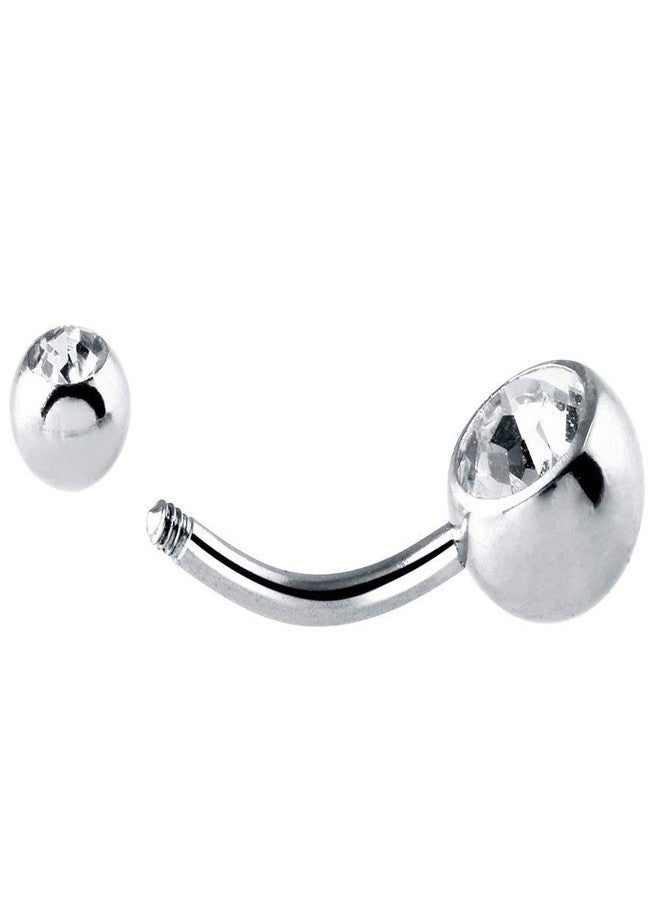 CrazyPiercing 14G 10PCs 316L Surgical Grade Steel Rhinestone Belly Button Navel Ring (Silver) - Image 4