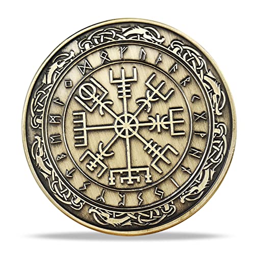 Imasoner Viking Vegvisir Coin Viking Compass Coin Wayfinder Symbol Nordic Mythology Talisman - Image 1