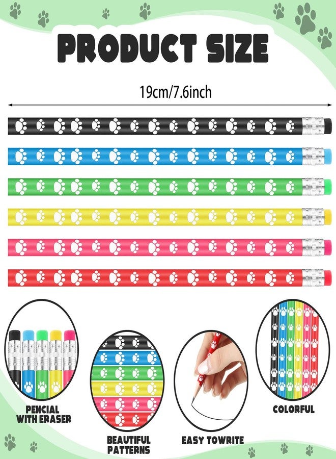 Harloon 240 Pcs Paw Print Rubber Bracelets Pencil Sets Back to School Gifts Bulk Multicolor Silicone Stretch Wristbands Wooden Paw Print Pencil Dog Pencils for Fun School Supplies and Reward Prizes - Image 3