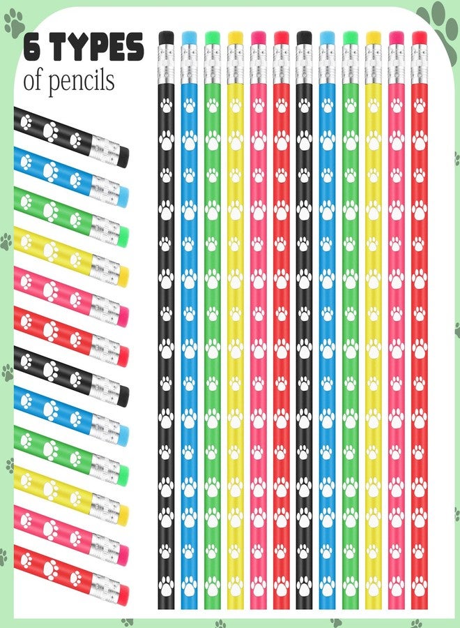 Harloon 240 Pcs Paw Print Rubber Bracelets Pencil Sets Back to School Gifts Bulk Multicolor Silicone Stretch Wristbands Wooden Paw Print Pencil Dog Pencils for Fun School Supplies and Reward Prizes - Image 5