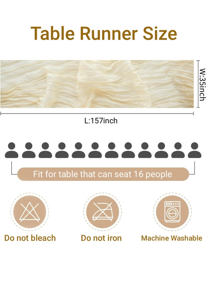 XiuWoo Cheesecloth Table Runner, Gauze Boho Tablecloth for Wedding, Reception, Bridal Shower, Party Decoration, Table Centerpiece, 90 x 400 cm - Image 2