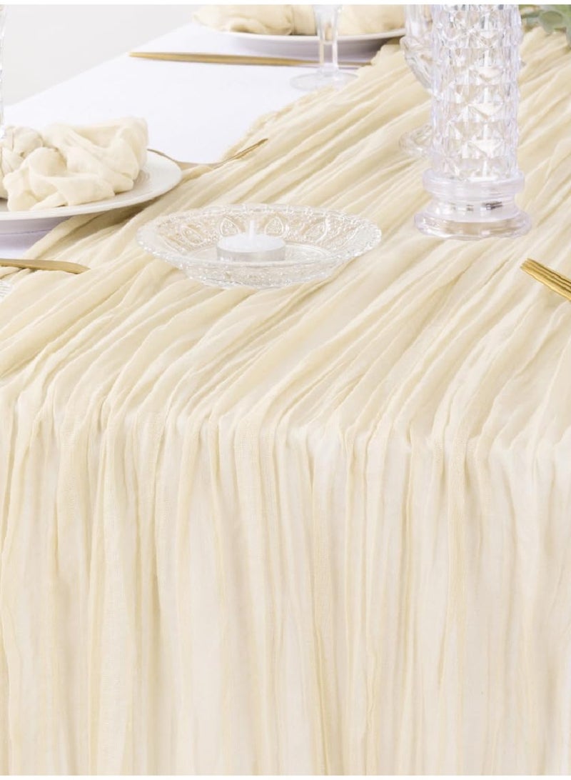 XiuWoo Cheesecloth Table Runner, Gauze Boho Tablecloth for Wedding, Reception, Bridal Shower, Party Decoration, Table Centerpiece, 90 x 400 cm - Image 5