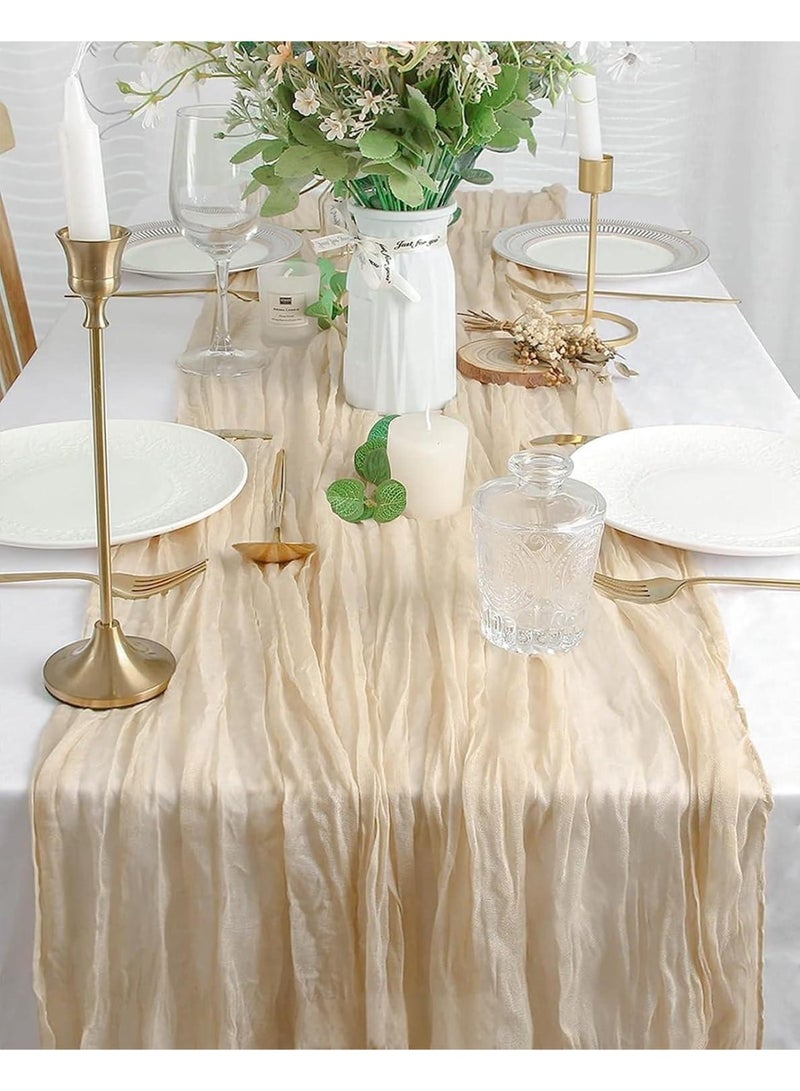 XiuWoo Cheesecloth Table Runner, Gauze Boho Tablecloth for Wedding, Reception, Bridal Shower, Party Decoration, Table Centerpiece, 90 x 400 cm - Image 4