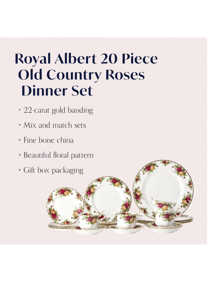 ROYAL ALBERT طقم أدوات مائدة رويال ألبرت أولد كانتري روزز 20 قطعة، متعدد الألوان - Image 2