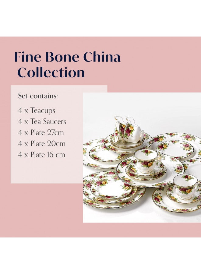 ROYAL ALBERT طقم أدوات مائدة رويال ألبرت أولد كانتري روزز 20 قطعة، متعدد الألوان - Image 3