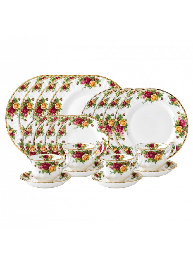 ROYAL ALBERT طقم أدوات مائدة رويال ألبرت أولد كانتري روزز 20 قطعة، متعدد الألوان - Image 1