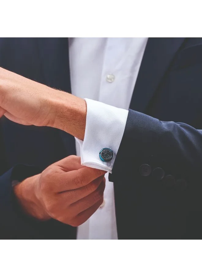 شيروتي 1881 Medallion Blue and Silver Branded Cufflinks for Men