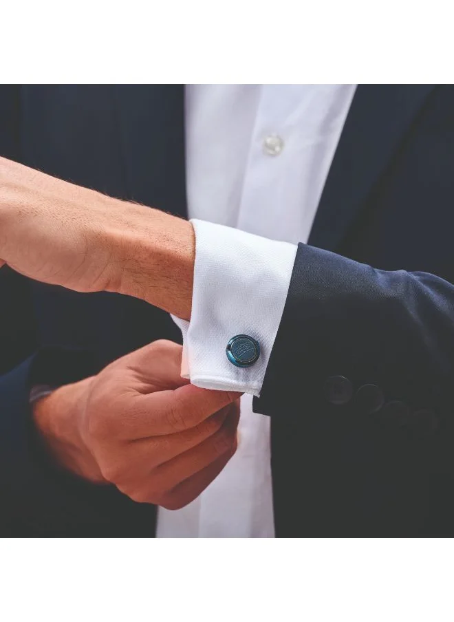 شيروتي 1881 Medallion Blue and Silver Branded Cufflinks for Men