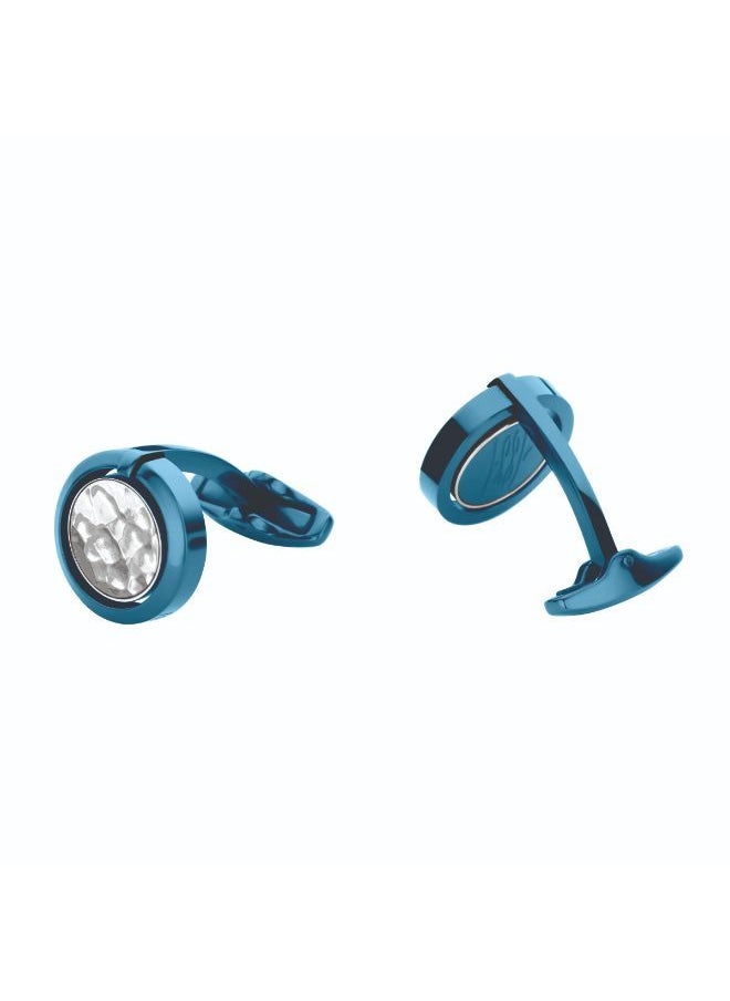 CERRUTI 1881 Medallion Blue and Silver Branded Cufflinks for Men  - Image 1
