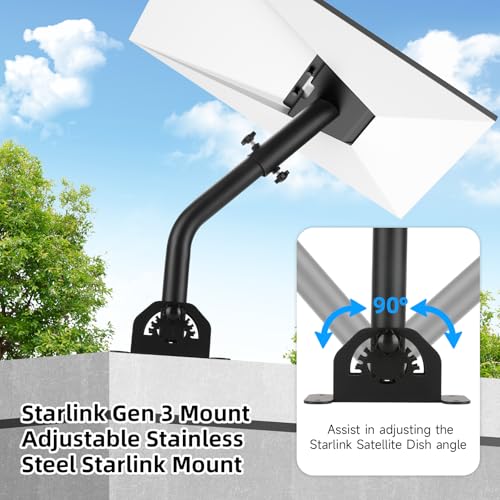 Essoy Starlink Gen 3 Mount,360°Adjustable Mounting Kit Compatible with Starlink V3 Standard Dish,Long Wall /Roof Mount for Starlink Internet Kit Satellite - Image 3