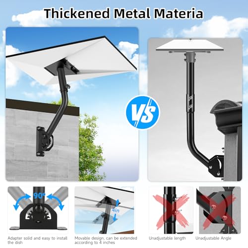 Essoy Starlink Gen 3 Mount,360°Adjustable Mounting Kit Compatible with Starlink V3 Standard Dish,Long Wall /Roof Mount for Starlink Internet Kit Satellite - Image 4