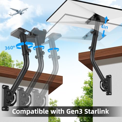 Essoy Starlink Gen 3 Mount,360°Adjustable Mounting Kit Compatible with Starlink V3 Standard Dish,Long Wall /Roof Mount for Starlink Internet Kit Satellite - Image 2