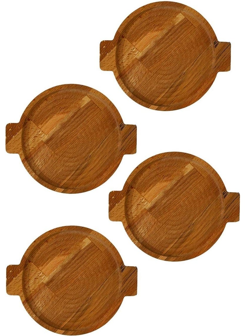 Raven Home Studio Set of 4 Solid Wood Snack Plate – Breakfast – Coffee – Fruit Presentation Plate  - Image 1
