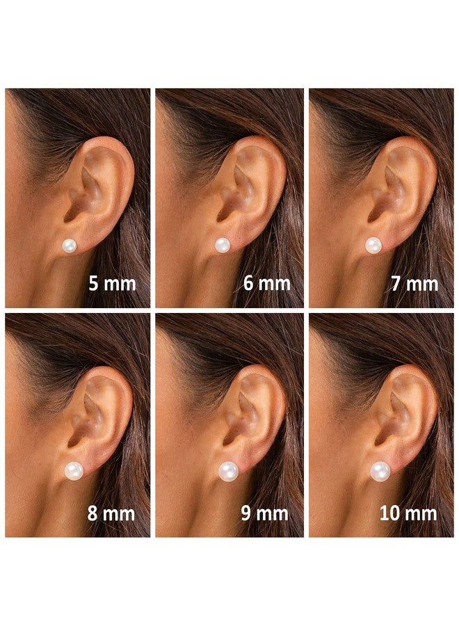 بافوا أقراط بافوي من الفضة الإسترلينية والذهب الأصفر من اللؤلؤ المزروع في المياه العذبة - 6.5 مم - جودة AAA - Image 2