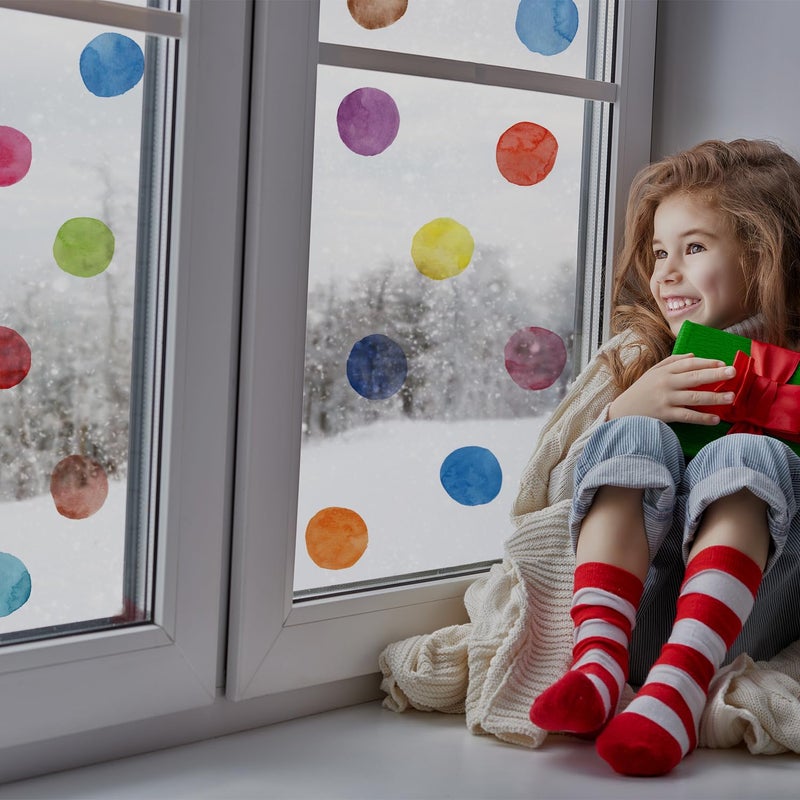 YouRfocus Colorful Polka Dot Wall Decals Watercolor Dots Wall Sticker for Kids Baby Girls Teens and Nursery Room (12 Sheets) - Image 2