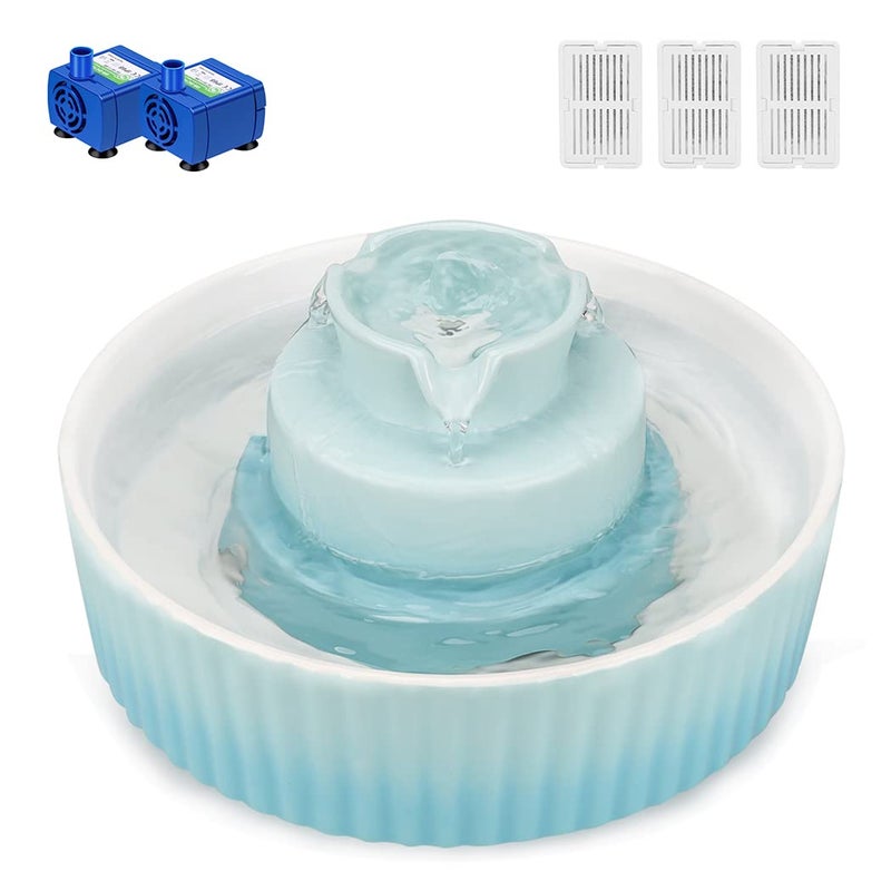 Wonder Creature Cupcake Cat Water Fountain Porcelain, Pet Fountain for Dog and Cat, 3 Carbon Filters and 2 Water Pumps - Image 1