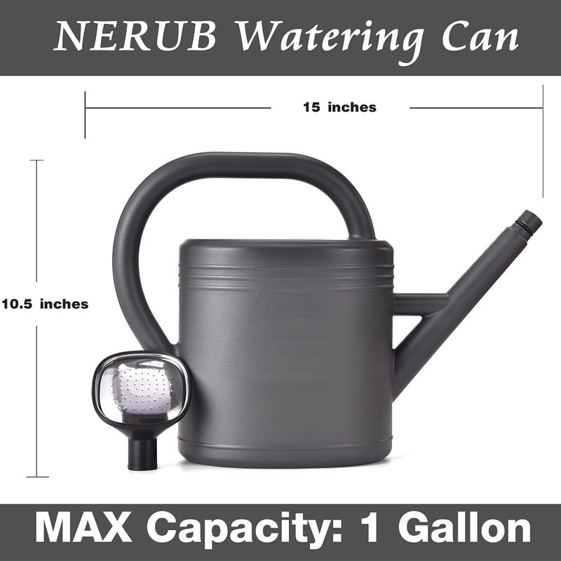 NERUB Watering Can 1 Gallon for Garden, Indoor Plants, Outdoor Plant House Flower, Large Long Spout with Sprinkler Head (Grey) - Image 2