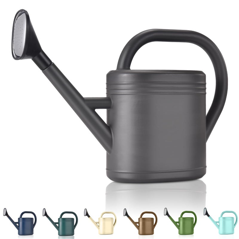 NERUB Watering Can 1 Gallon for Garden, Indoor Plants, Outdoor Plant House Flower, Large Long Spout with Sprinkler Head (Grey) - Image 1