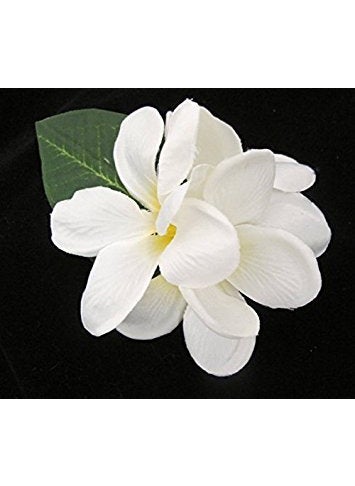 Hair Flowers - White Tropical Plumeria Hawaiian Hair Flower Clip - Image 1