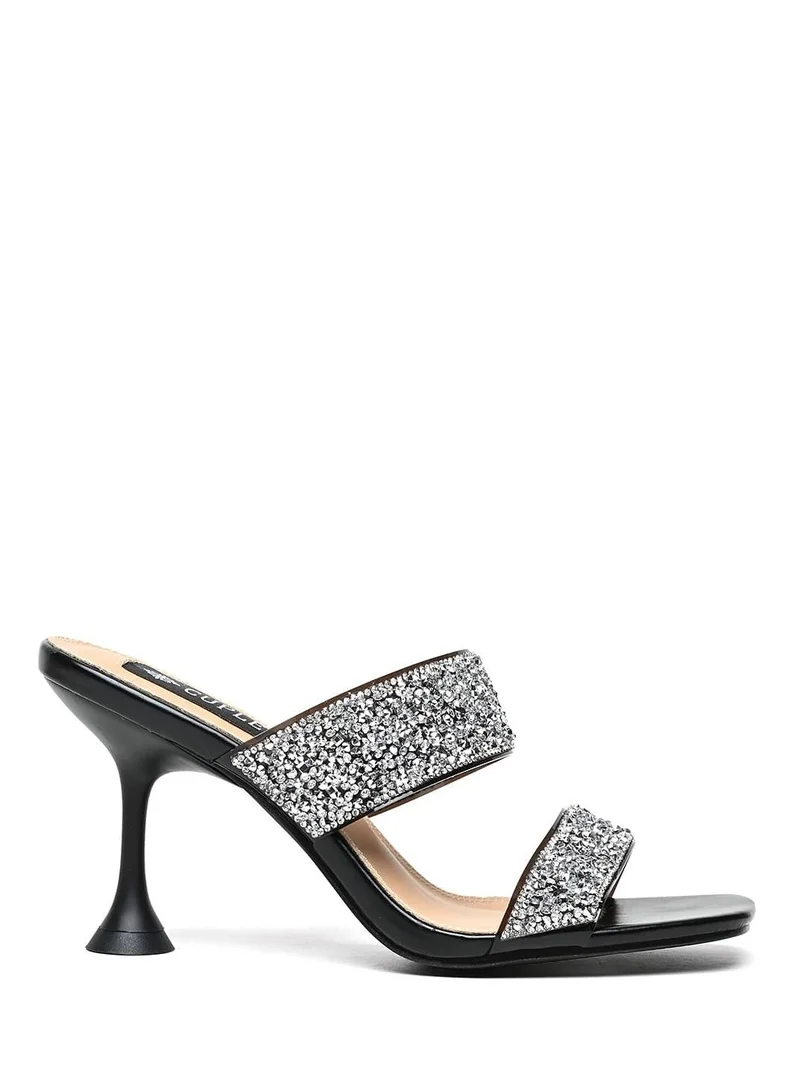 كابلي صندل كعب مريح مزدوج الأشرطة مع تزيينات راقية