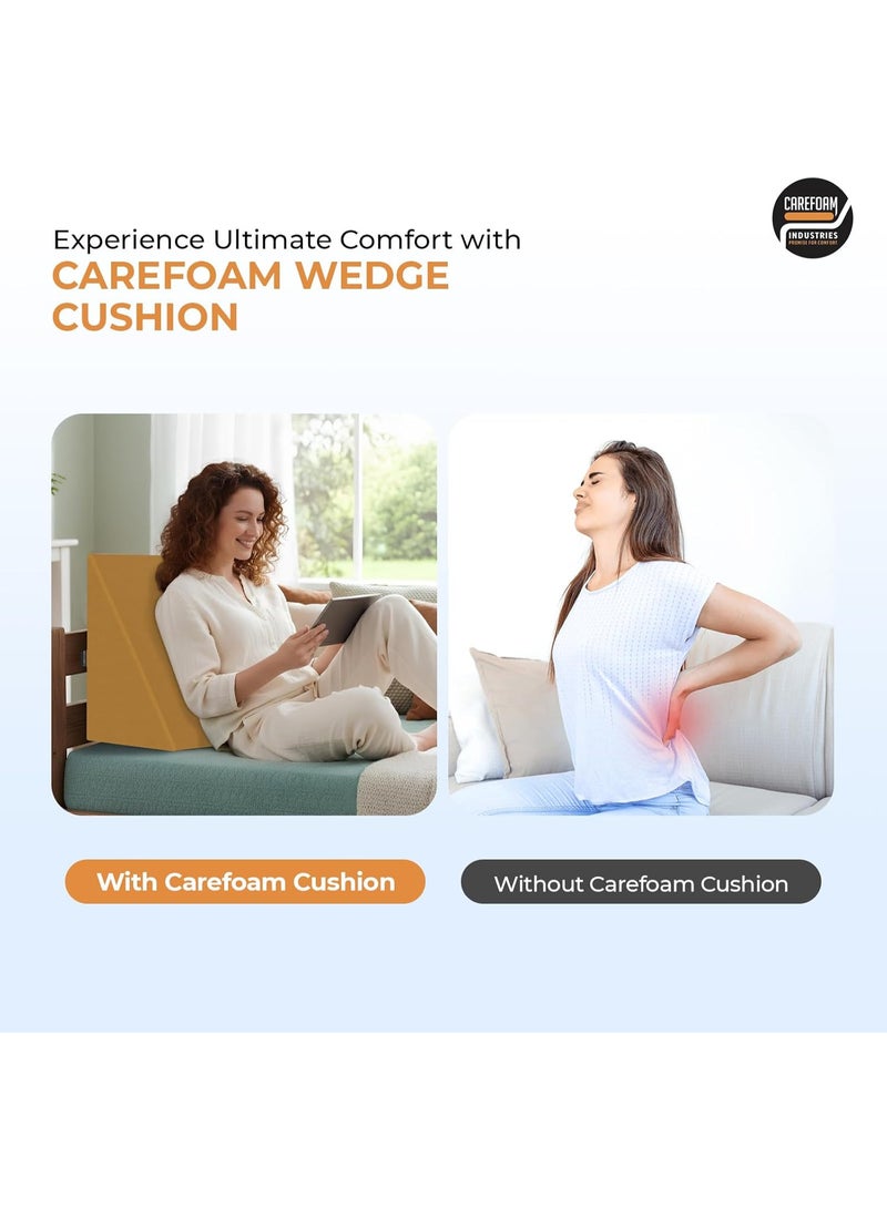 CareFoam Wedge Cushion | 2 Years Warranty | Wedge Pillow Memory Foam for Back Support, Acid Reflux, Snoring, GERD, Leg Elevation, Pregnancy | Tan, 18L x 17.5W x 10H Inch - Image 3