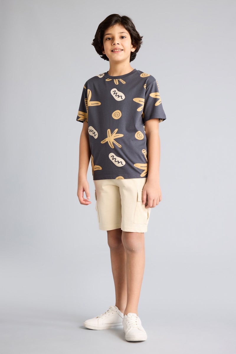 DeFacto Grey Boy Boy New Regular Fit Crew Neck Floral T-Shirt Casual - Image 2