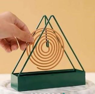 Attachh Metal Mosquito Coil Holder Trianagular Mosquito Coil Holder Incense Burner Incense Holder Tray Pack of 1