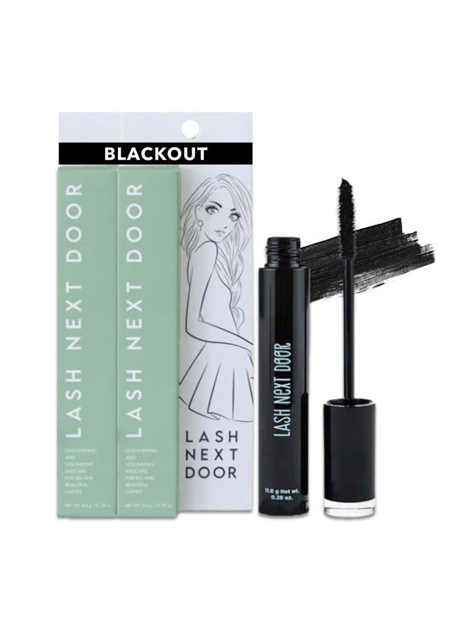 Lash Next Door Water Resistant Mascara Black Volume and Length - No Clump Volumizing Mascara for Thickening and Lengthening - Smudge Proof Lashes by Brooklyn and Bailey (2 Pack) - Image 1