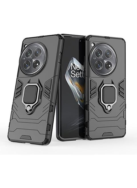 Compatible With OnePlus 12 Case, Hybrid Heavy Duty Protection Defender Kickstand Armor Case Cover, Anti-Fall Drop Protection, Shockproof Case , Black