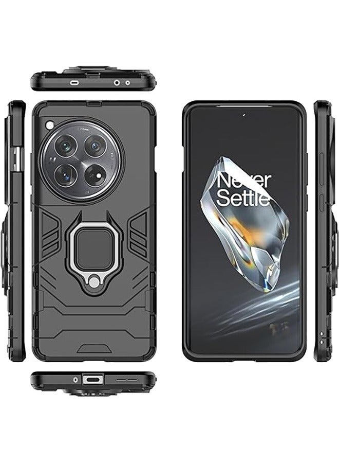 Compatible With OnePlus 12 Case, Hybrid Heavy Duty Protection Defender Kickstand Armor Case Cover, Anti-Fall Drop Protection, Shockproof Case , Black - Image 2