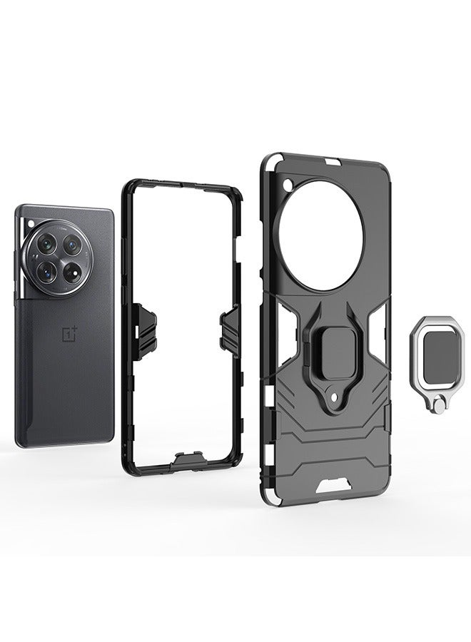 Compatible With OnePlus 12 Case, Hybrid Heavy Duty Protection Defender Kickstand Armor Case Cover, Anti-Fall Drop Protection, Shockproof Case , Black - Image 3
