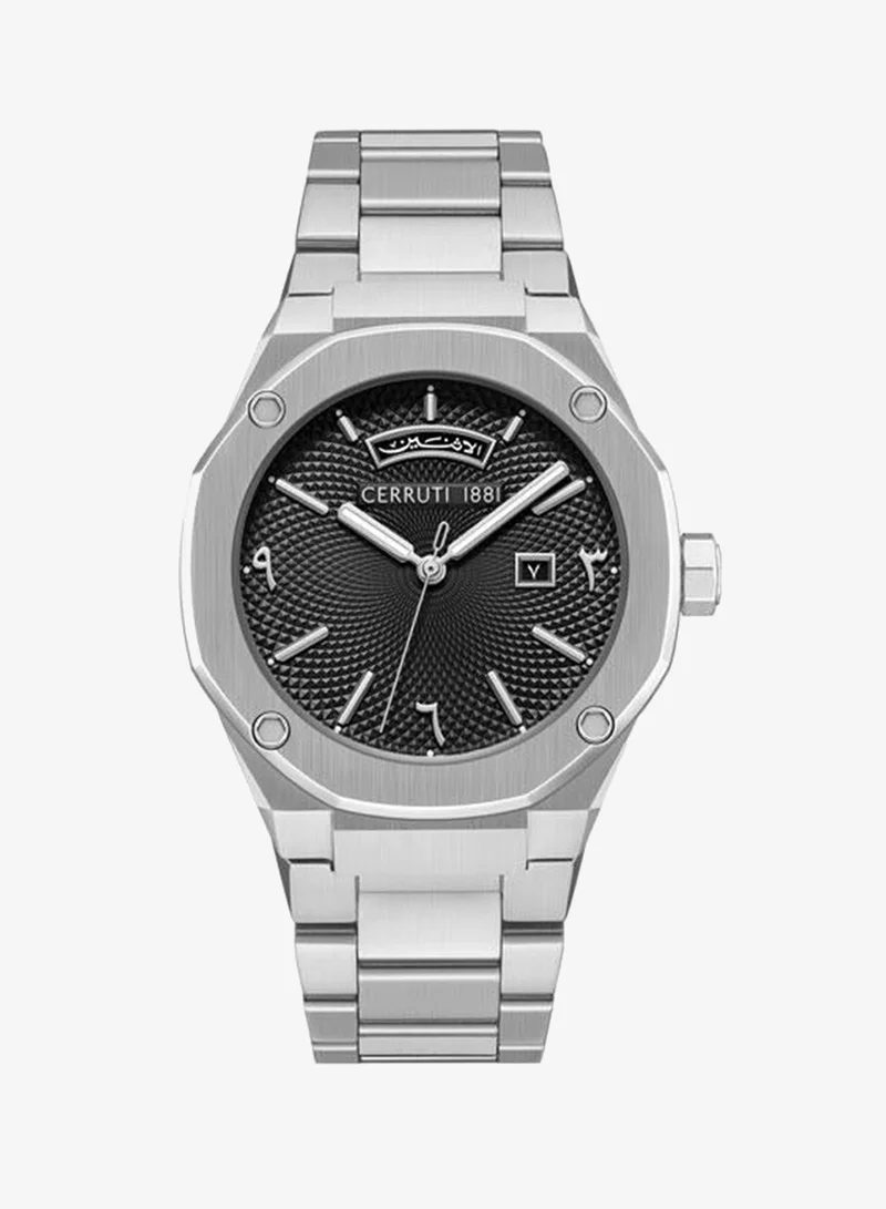 CERRUTI 1881 Razzuolo 41mm Black Dial Stainless Steel Bracelet Analog Watch For Men