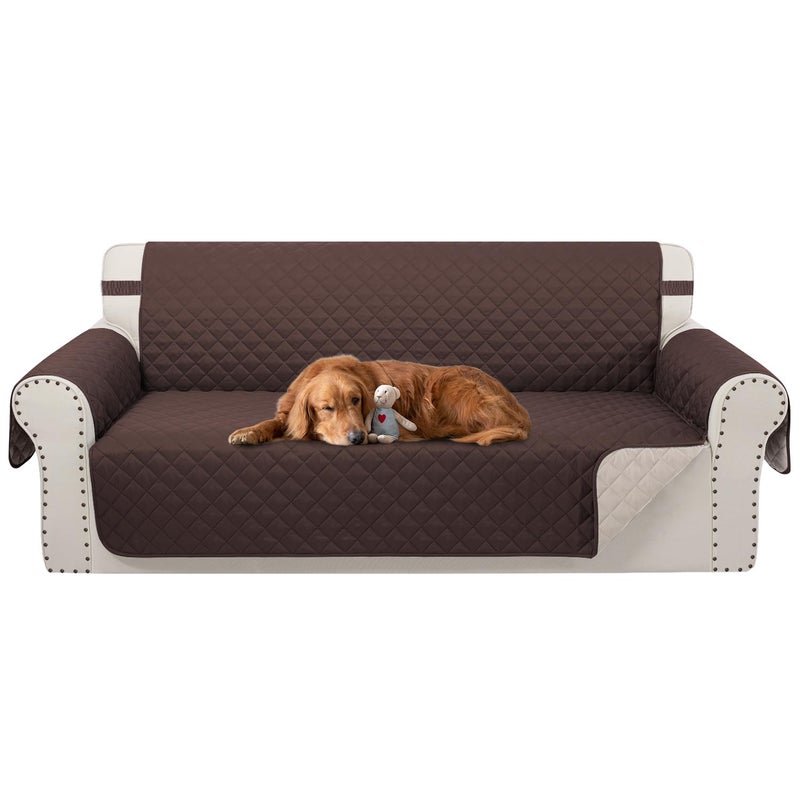 Luxshare Home Luxshare Home Reversible Couch Cover for 3 Cushion Couch for Pet Friednly Sofa Cover for Dogs Water Resistant Furniture Protector Washable with Elastic StrapsSofa ChocolateBeige 