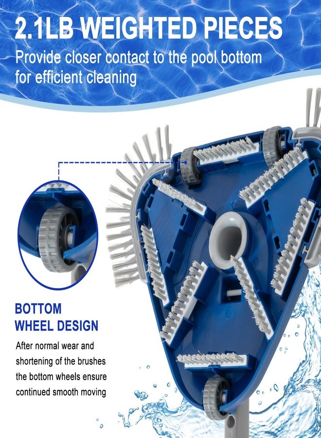 POOLAZA Pool Vacuum Head, Weighted Pool Vacuum Head with 1-1/4'',1-1/2'' Swivel Hose Connection, Bottom & Side Brushes, Pool Vacuum Heads for Inground Pools, Above Ground Pools & Vinyl Lined Pools - Image 4