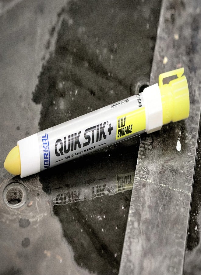 Markal 28881 - Quik Stik + Oily Surface Solid Paint Marker for Marking Oily, Wet, Dry, Smooth & Rough Surfaces, Twist-Up Knob, Fast Drying, Weather & UV-resistant, Yellow Color (12 Pk), Made in USA - Image 4