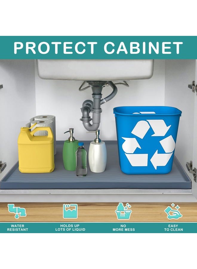 URMONA Waterproof Silicone Under Sink Mat Shelf Liner for Kitchen and Bathroom, Cabinet and Counter Protector, Storage & Organizers, Litter Mat(Cream,48 W x 48 L cm) - Image 2